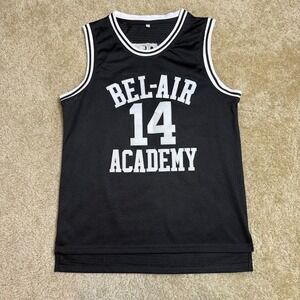 Men's Bel-Air Will Smith Number 14 Basketball Jersey Black White Small Mesh